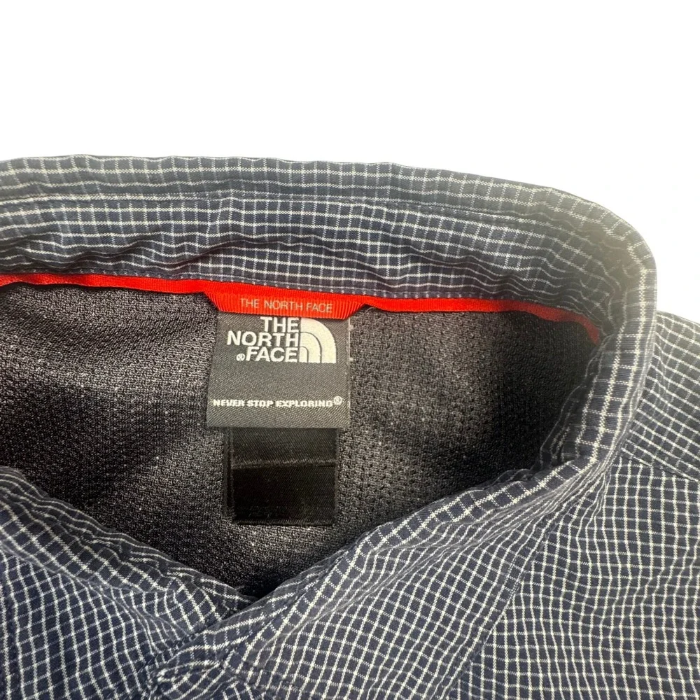 The North Face Mens Blue Micro Check Short Sleeve Button Down Shirt XL
